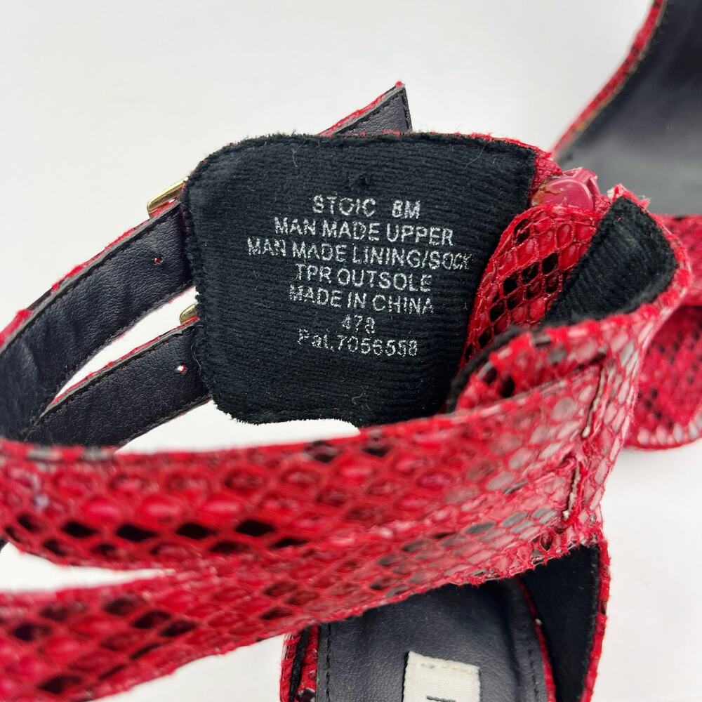 Steve Madden Red Snake Print Heels Size 8 - image 7